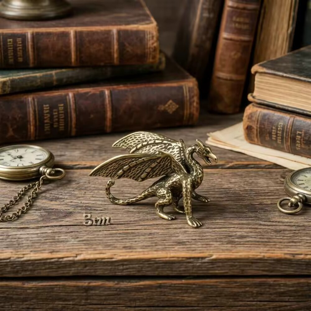 statue ornaments, small gifts, brass mythical copper flying dragon statue for co